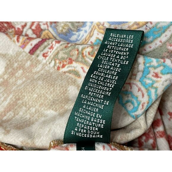 Lauren Ralph Lauren Women's M Brown Dress Polyester Wrap V Neck Paisley Bohemian - Picture 5 of 10